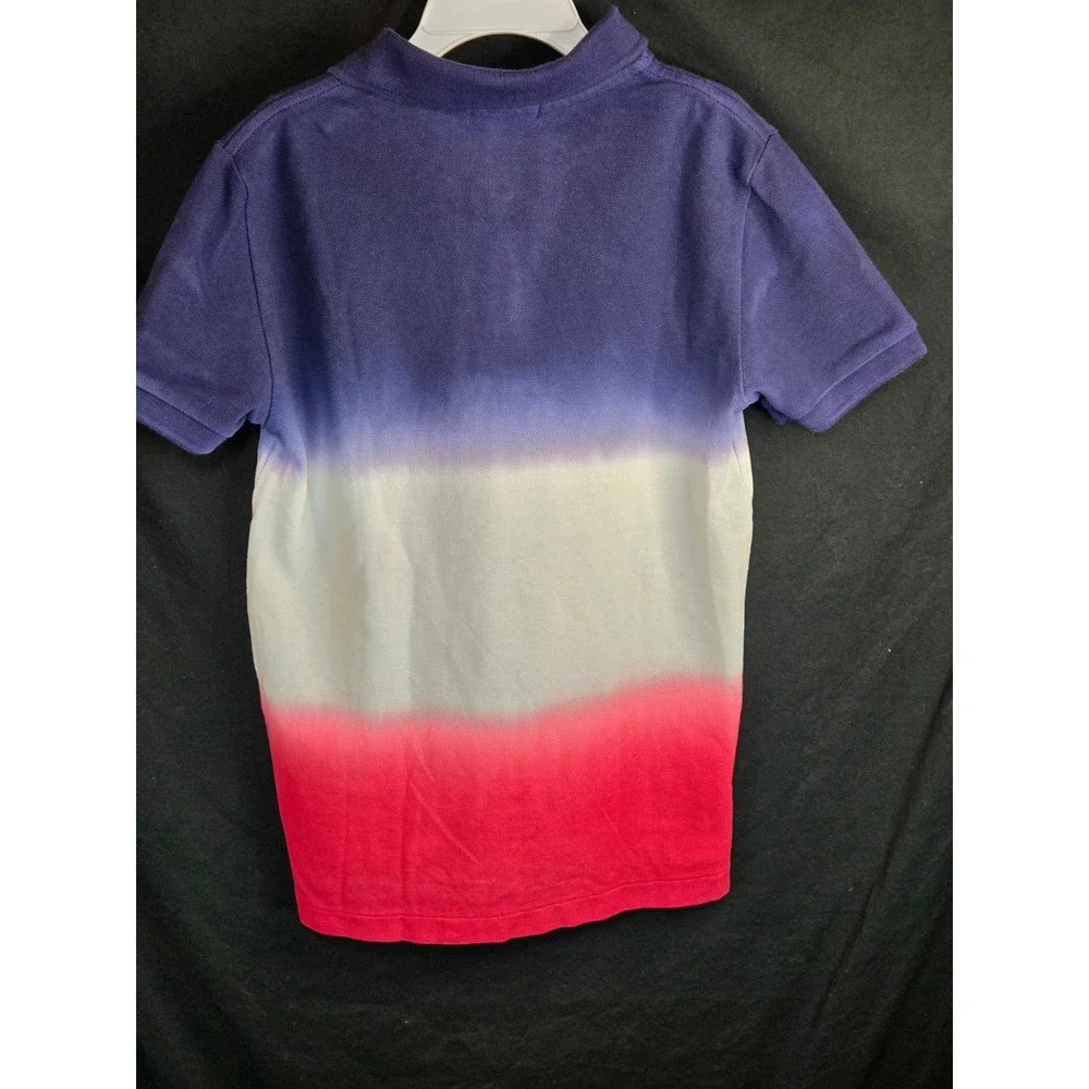 Polo Ralph Lauren Boys Size 7 Dip Dye Ombre Polo‎ Shirt Navy White Red Pony